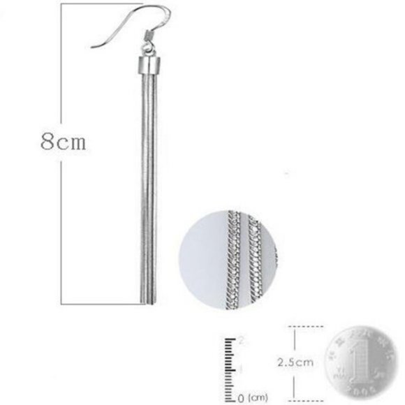 NEW 925 Sterling Silver Tassel Chain Drop Earrings - Picture 5 of 11